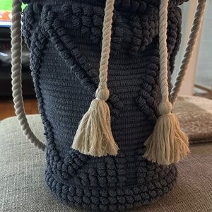Elegant Gray Crochet Tote Bag